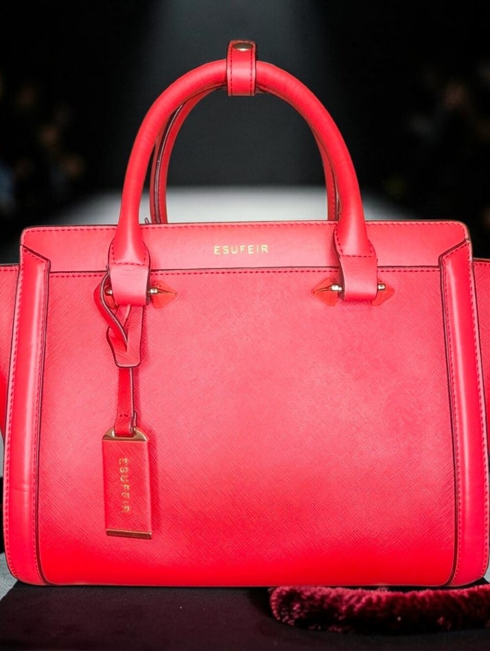 Esufeir Brand Genuine Red Leather Women Handbag